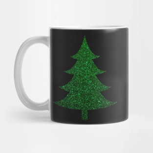 Minimalistic Green Faux Glitter Christmas Tree Mug